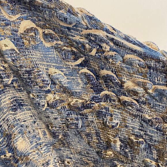 Alberto Makali 3D Sweater Womens XL Blue & Gold Dolman Sleeve Wool Blend Artsy - Picture 3 of 7